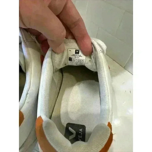 Veja Men's V-12 Low Top Sneaker White Orange Suede Leather Sz EU 47 US 12.5 - Picture 14 of 16